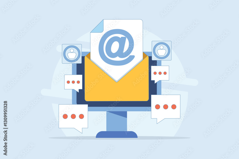 Email marketing campaign concept, Email message opening rate, Email message to potential customers, Newsletter marketing. email opening, email message, email analytics. flat vector illustration. Email marketing campaign concept, Email message opening rate, Email message to potential customers, Newsletter marketing. email opening, email message, email analytics. flat vector illustration.
