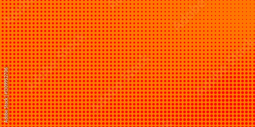Dots halftone orange color pattern gradient texture with technology digital background. Dots pop art comics