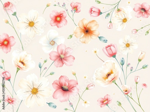 Abstract Watercolor Easter Flowers - Delicate Floral Design