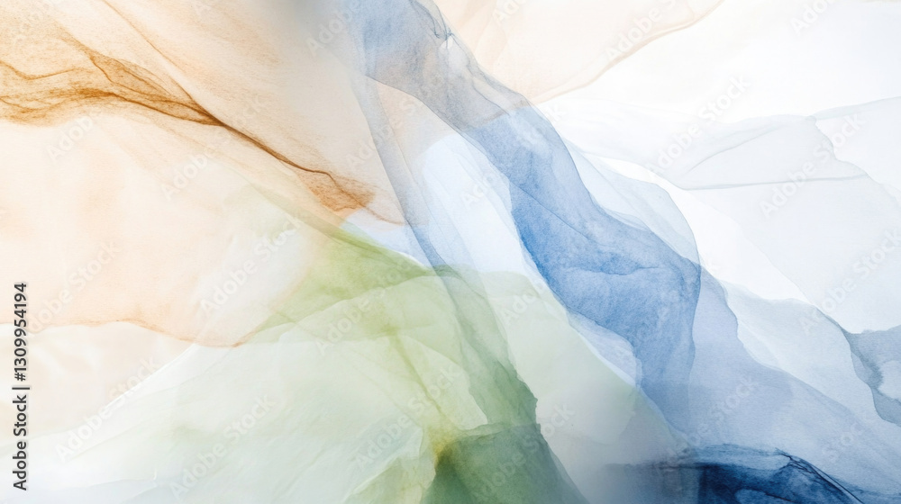 Fototapeta premium Watercolor abstract minimalism showcasing organic shapes in calm colors