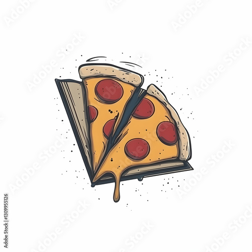 Pizza Illustration Melted Cheese Book Graphic