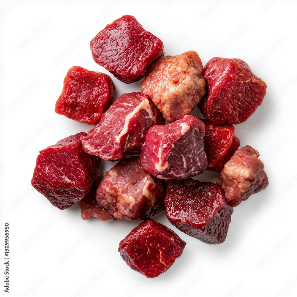 Flying pork and beef meats isolated on white background
Flying pork and beef meats isolated on white background