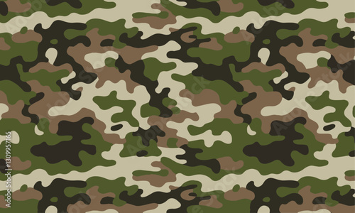 A seamless vector-style camouflage pattern with a modern and realistic look , easily editable