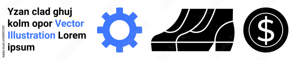 Blue gear, black steps, and dollar icon connect process, growth, and financial outcomes. Ideal for business workflow, finance, innovation, strategy planning progress and success visualizations Blue gear, black steps, and dollar icon connect process, growth, and financial outcomes. Ideal for business workflow, finance, innovation, strategy planning progress and success visualizations