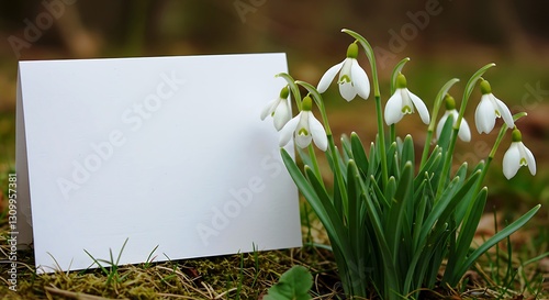 Blank Card with Snowdrops Flowers