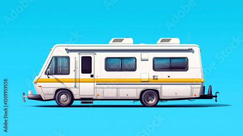 Cozy camper van parked in a scenic location for an adventurous rv travel experience captured in natural surroundings