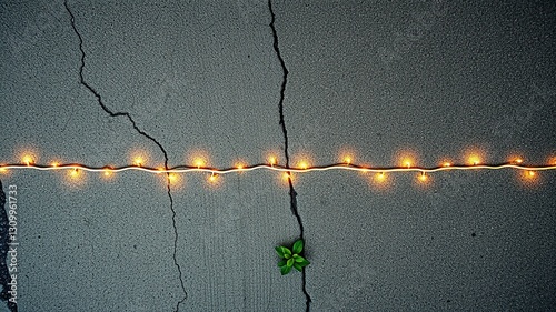 Glowing Line Through Urban Concrete, Earthy Hues