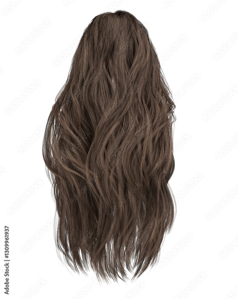 Fototapeta premium 3d render long straight brown hair isolated