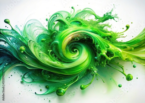 Green spray paint, long exposure artistry, swirling abstract.  Toxic hues in motion.