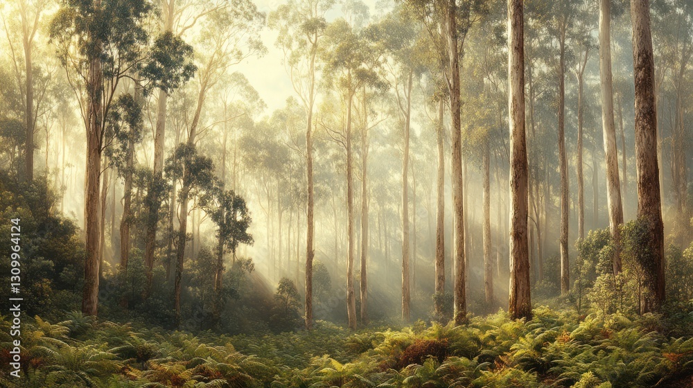Obraz premium Sunrise Forest Sunlight Trees