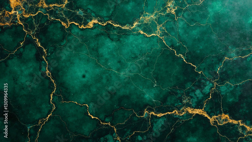 Dark Green Marble with Emerald and Gold Highlights