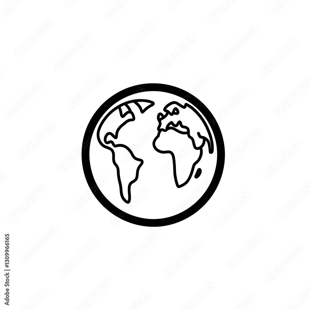 Minimalist Global Network Icon - Digital World Connectivity Concept Transparent Background
