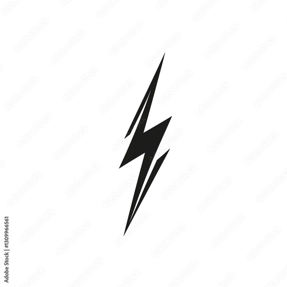 Minimalist Lightning Bolt Icon - Isolated on Transparent Background
