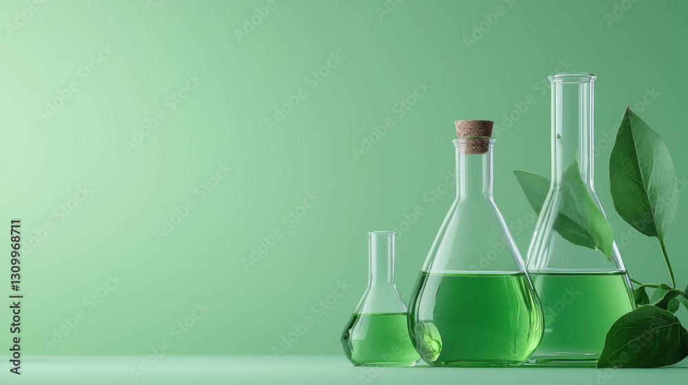 Captivating photography of a green liquid bottle alongside a glass bottle highlighting volatile organic compounds Captivating photography of a green liquid bottle alongside a glass bottle highlighting volatile organic compounds