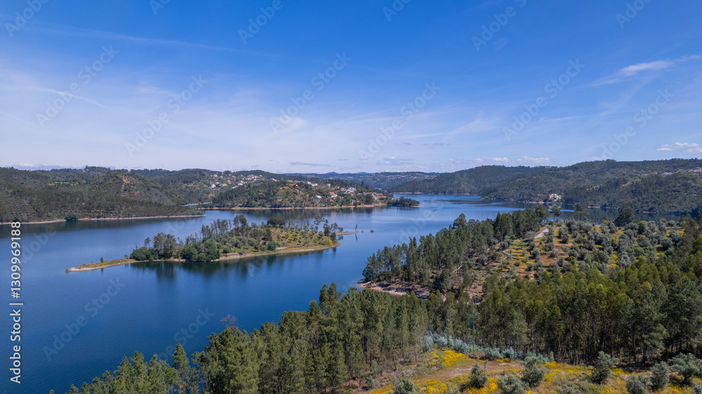 River in the middle of the nature and blue sky River in the middle of the nature and blue sky