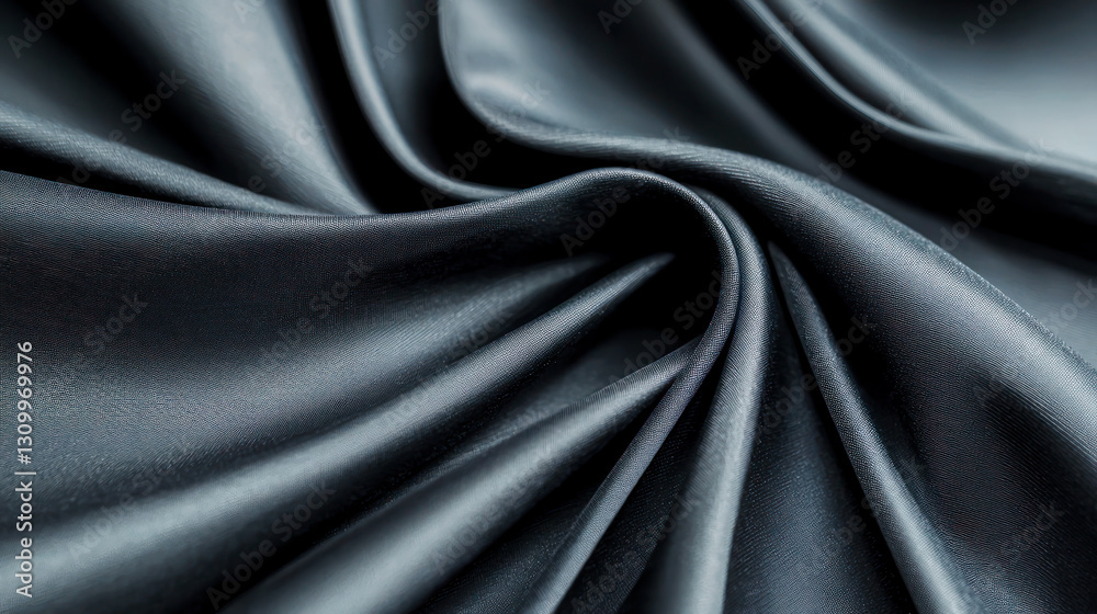 Obraz premium Luxurious black fabric with smooth folds and soft flowing texture, creating an elegant and abstract background.