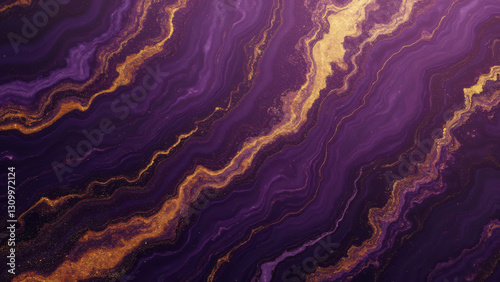 Royal Purple Marble with Metallic Gold Veins