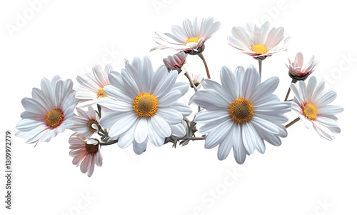 Flor margarita. Blanca. Flores. Sobre fondo transparente. Composici√≥n floral creativa. . Archivo png. Generado con IA
