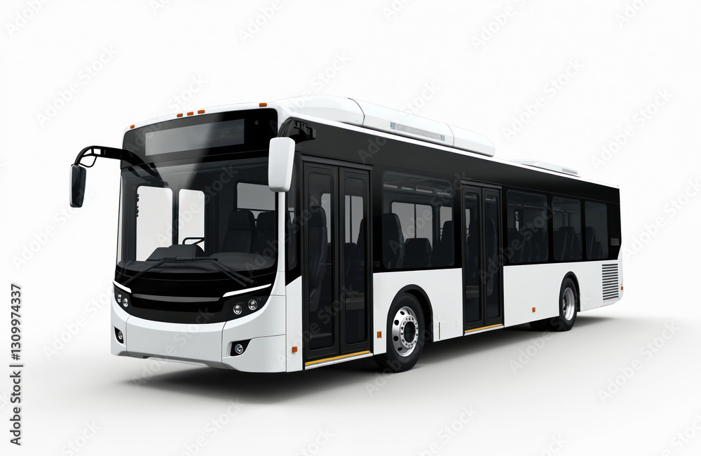 Modern white city bus isolated. Urban public transportation vehicle with side view, clean design, accessibility features, roomy interior, promotes eco environment. Empty mockup banner with copy space. Modern white city bus isolated. Urban public transportation vehicle with side view, clean design, accessibility features, roomy interior, promotes eco environment. Empty mockup banner with copy space.
