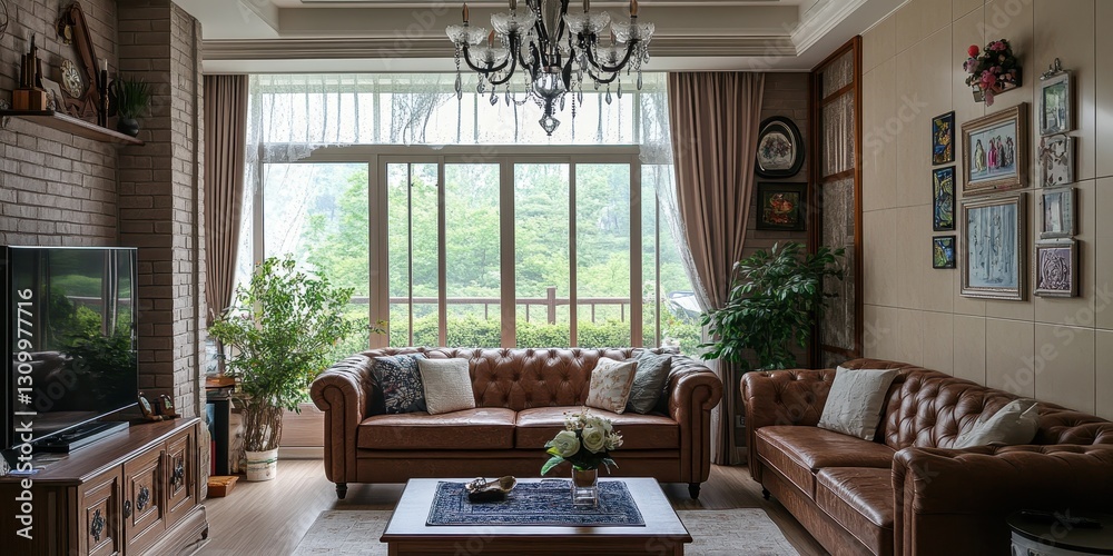 Fototapeta premium A luxurious and comfortable living room with multiple decorations