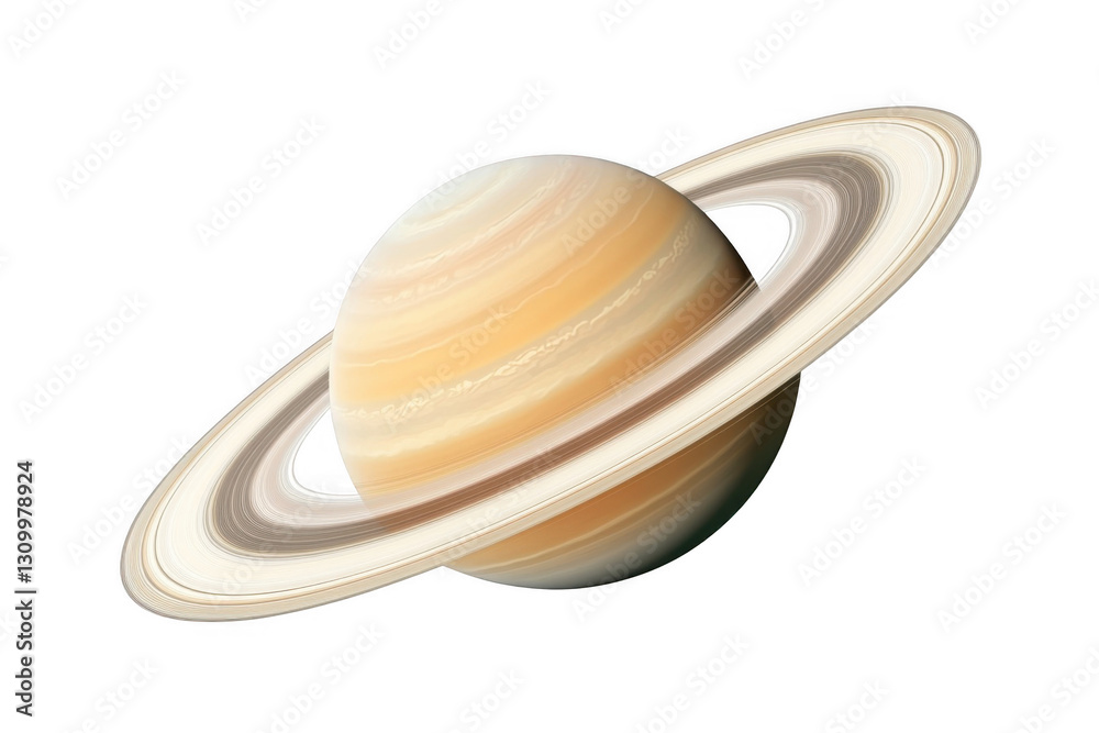 Fototapeta premium 3D illustration of the planet Saturn, isolated on a white background, in a minimalist style