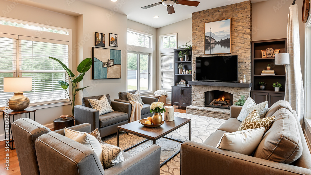 Fototapeta premium guest-ready home, home entertaining, cozy living room hosting setup