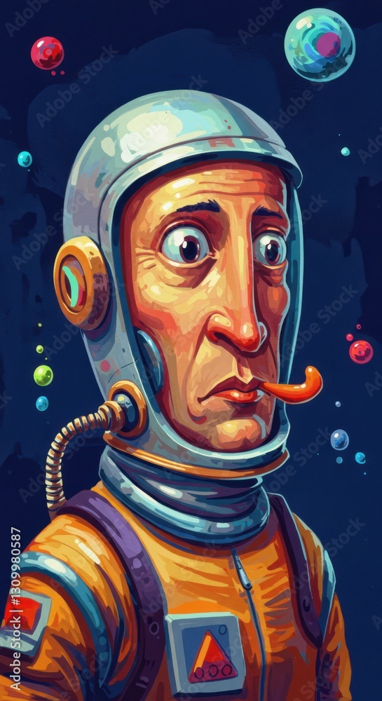 Retro-Styled Astronaut in Dadaist Abstract Art Retro-Styled Astronaut in Dadaist Abstract Art