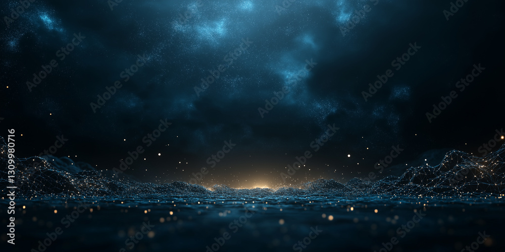 Fototapeta premium A dark blue sky with a few stars and a bright light in the middle