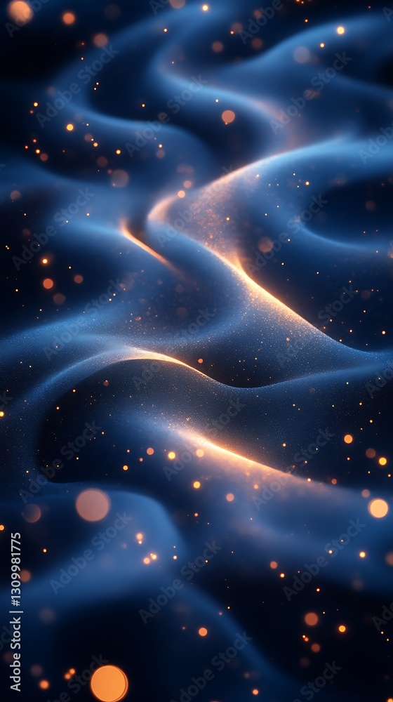 Obraz premium Waves flowing with lights, cosmic backdrop