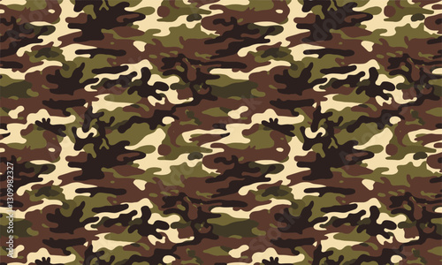 A seamless vector-style camouflage pattern with a modern and realistic look, easily editable