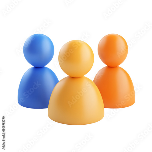 Abstract 3D People Icons Blue Orange Yellow Minimalist Modern Digital Art Design Graphic Resource Illustration Website User Interface Element Avatar Profile Picture Team, Transparent Background