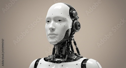 Advanced female humanoid robot with artificial intelligence, futuristic technology concept, robotic technologies using in engineering, medicine for medical examination