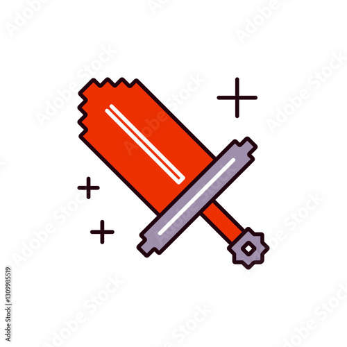 Pixel Sword Icon for Game Equipment and Weapon Inventory Graphics