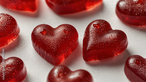 Heart-shaped jelly beans on a white background photo