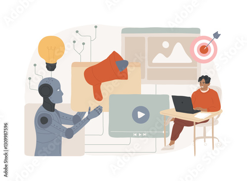AI-Generated PR Content abstract concept vector illustration.
