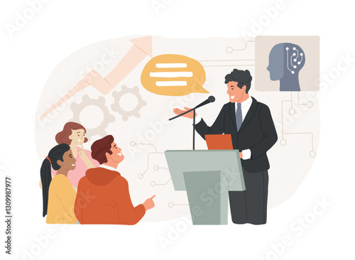 AI-Enhanced Political PR abstract concept vector illustration.