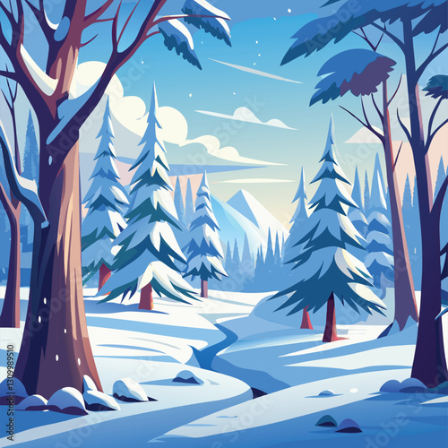 Snowy Forest Path