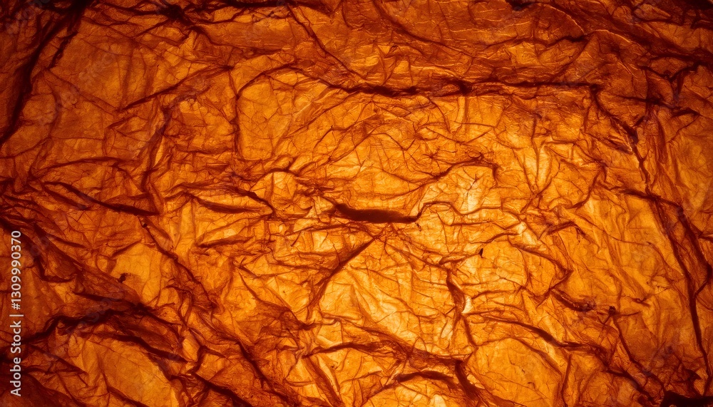 Backlit orange wrinkled paper creating abstract veins texture Backlit orange wrinkled paper creating abstract veins texture