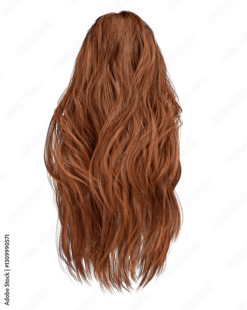 Naklejka premium 3d render long straight red hair isolated
