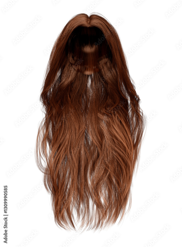 Fototapeta premium 3d render long straight red hair isolated
