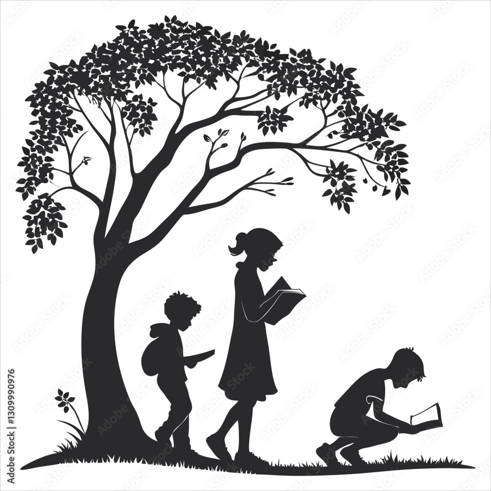 Fototapeta premium silhouette international children”s book day on white background