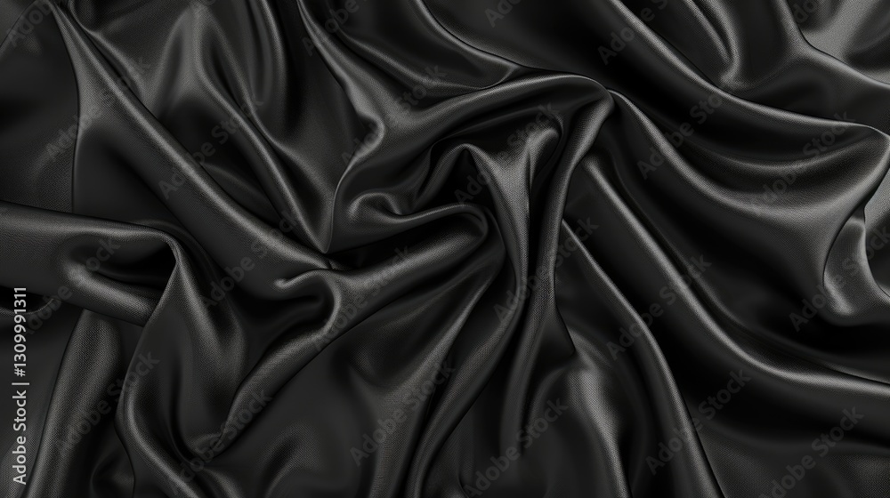 Fototapeta premium Draped black silk with luxurious sheen and texture