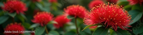Calliandra Houstoniana in full bloom with bright red petals, Red flowers, calliandra photo