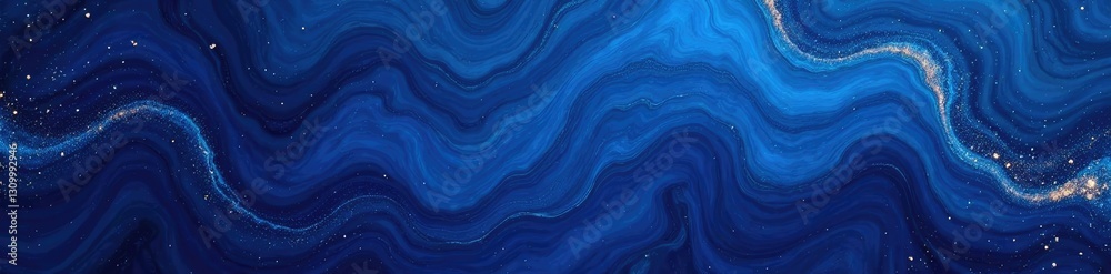 Fototapeta premium Dark sapphire blue marbled texture background with scattered silver and gold flecks, marbled texture, sapphire blue, artistic