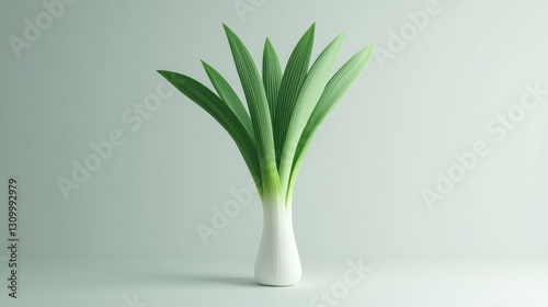 Wallpaper Mural Fresh spring onion, vibrant green leaves extending from a white bulb Torontodigital.ca