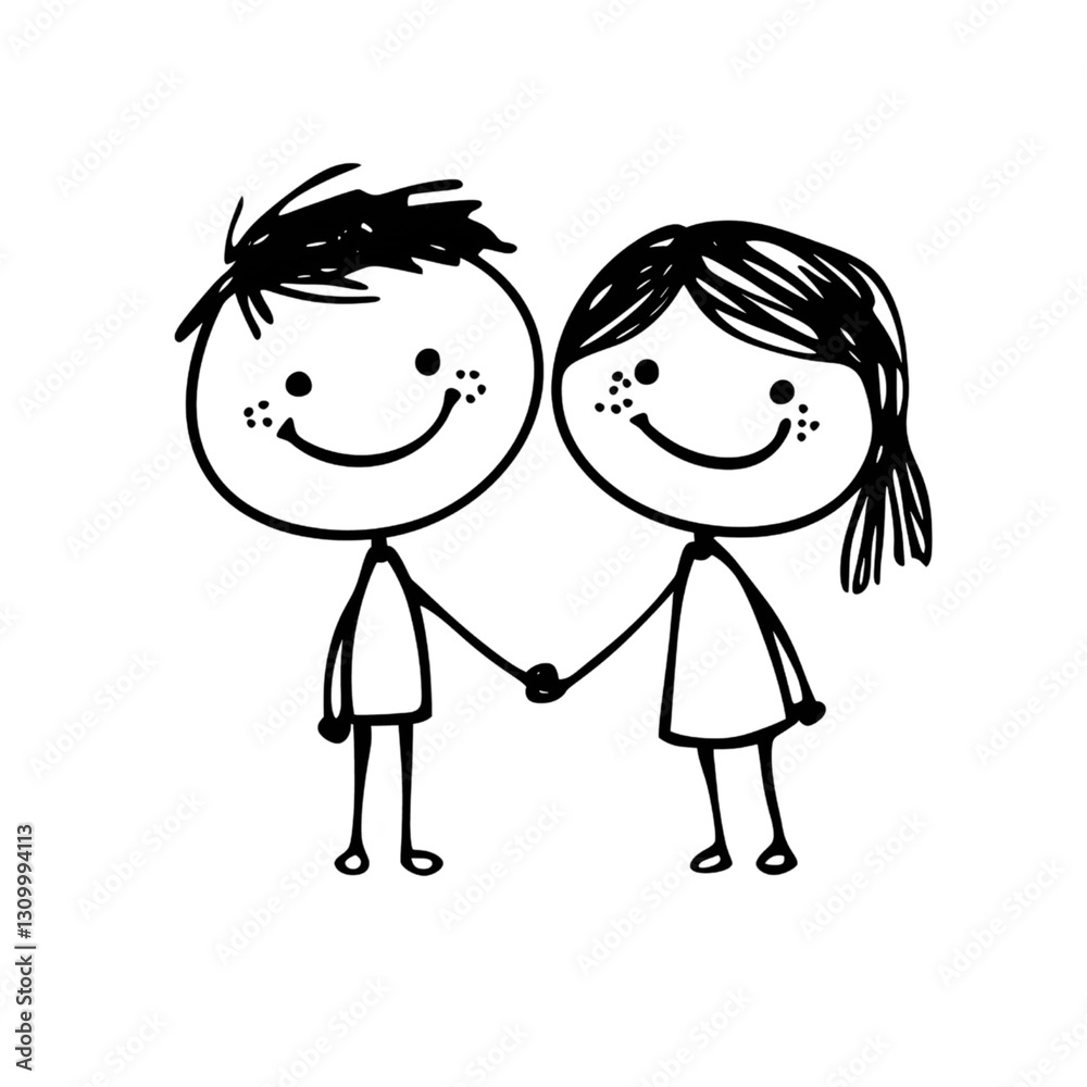 Cute stick figure couple holding hands, cut out
Cute stick figure couple holding hands, cut out