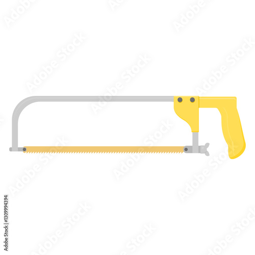 hacksaw with yellow handle. tools. carpentry. vector illustration. workshop tools.