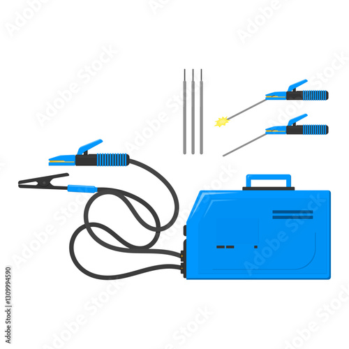 arc welding machine. blue welding machine. welding. welder. industrial theme. vector illustration.