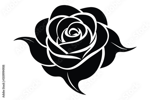 Elegant rose flower silhouette vector art illustrations, perfect for microstock and design projects.
