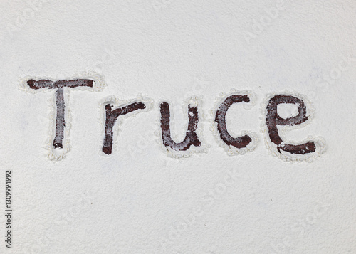 Truce text on white background. Armistice